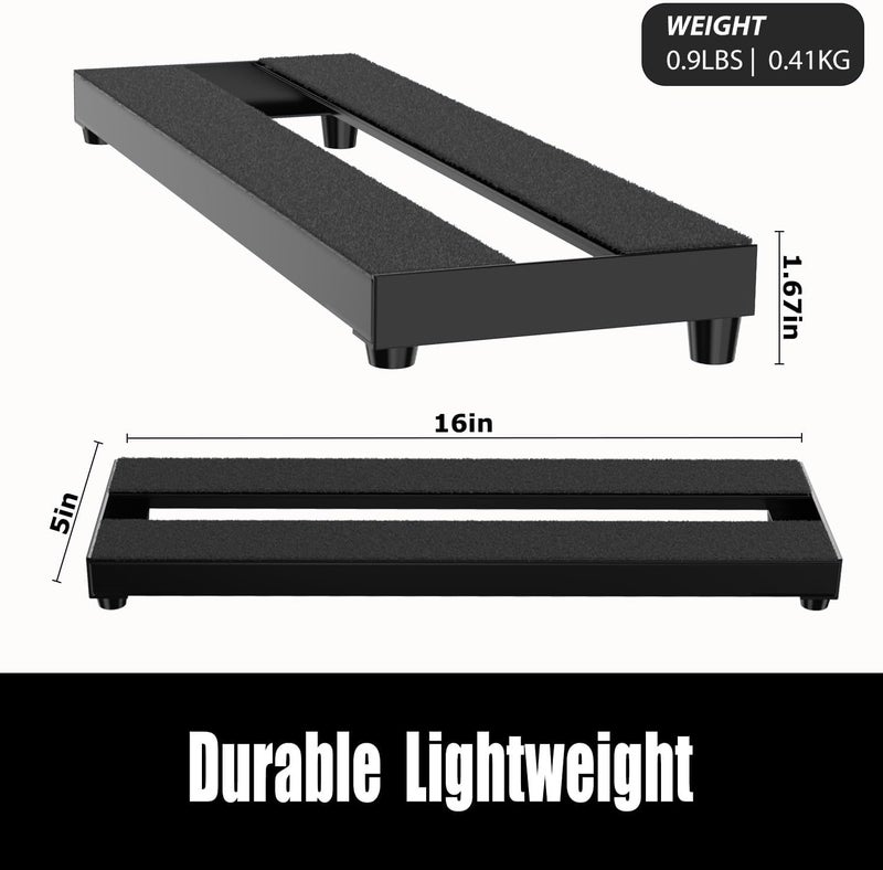 SOLUTEK Store 14/16-Inch Guitar Pedalboard Small : Hard-Anodized Aluminum, Light yet Ultra-Sturdy & Scratch-Resistant, Road-Ready Portable Board for 3-5 Pedals (16Inch_with_Daisy-Chained) - Image 3